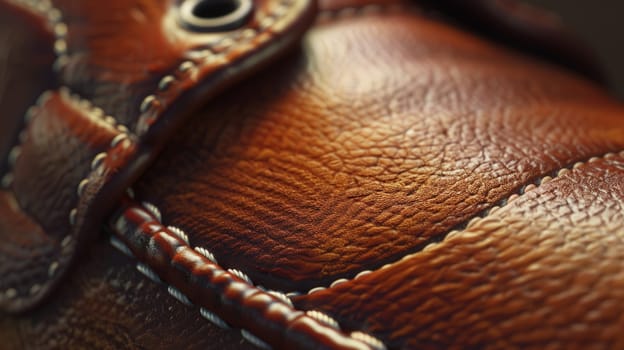 Detail of stitching on a leather shoes