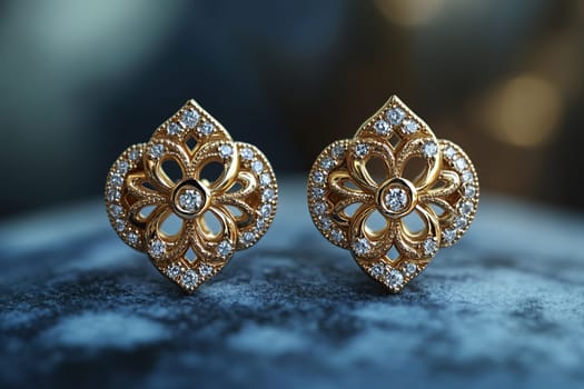 Gold women earrings with diamond