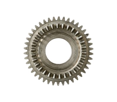 Part of clockwork mechanism isolated on white background - gears