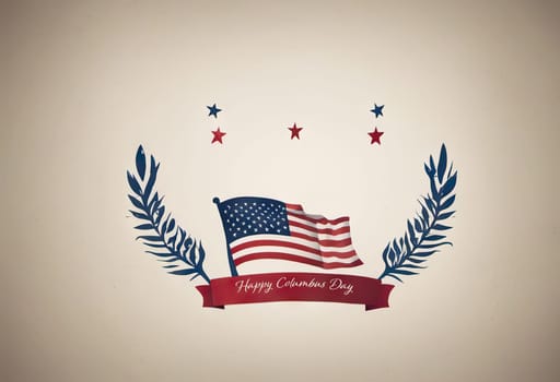 Happy Columbus day banner, patriotic background