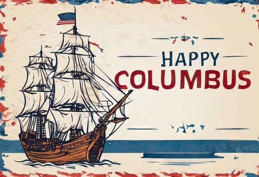 Happy Columbus day banner, patriotic background