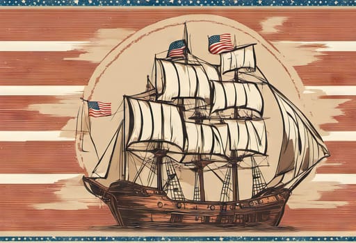 Happy Columbus day banner, patriotic background