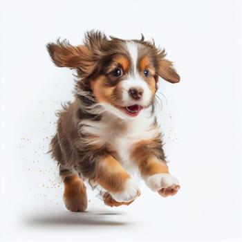 Playful puppy enjoys the sunny day by running with its tongue out in the grass is AI Generative.