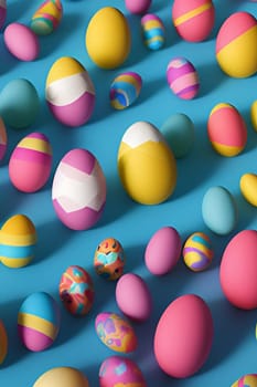 easter colorful eggs holiday food 3d. High quality photo pattern background