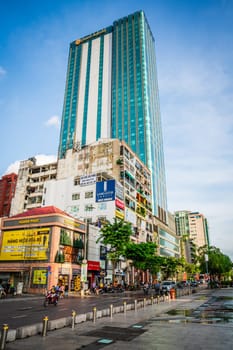 Ho Chi Minh City, Vietnam, November 25, 2022: View of Saigon Times Square - a highrise business center in District 1 of Ho Chi Minh City, Vietnam