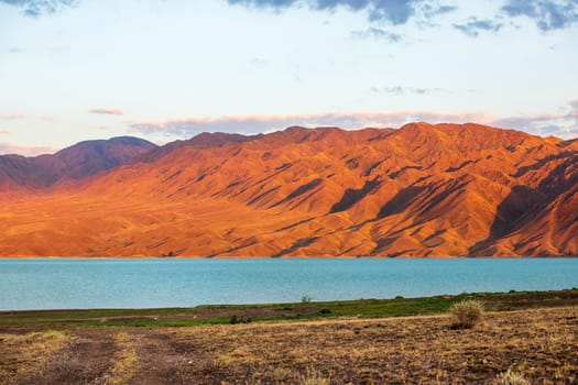 Bartogai reservoir near Almaty city in central asia nature, Kazakhstan.