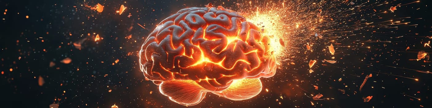 Creativity concept with a brain exploding in colors. Mind blown concept.