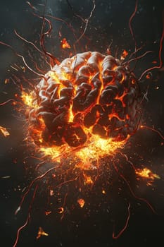 Creativity concept with a brain exploding in colors. Mind blown concept.