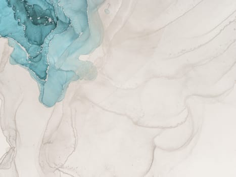 This artwork showcases a beautiful blend of alcohol inks in varying shades of blue, creating an abstract design against soft neutral tones. The fluid shapes and textures invite contemplation.