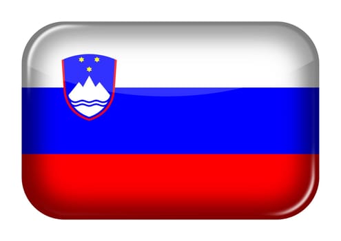 A Slovenia web icon rectangle button with clipping path 3d illustration