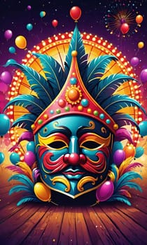 carnival purim mask venice face. High quality illustration
