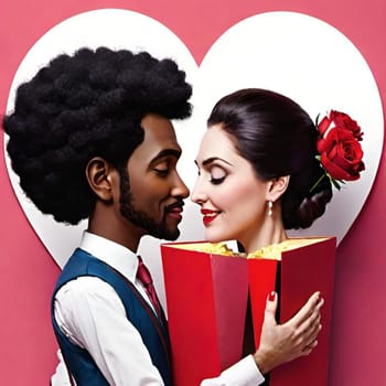 Valentine's Day love holiday lovers couple red roses . High quality photo