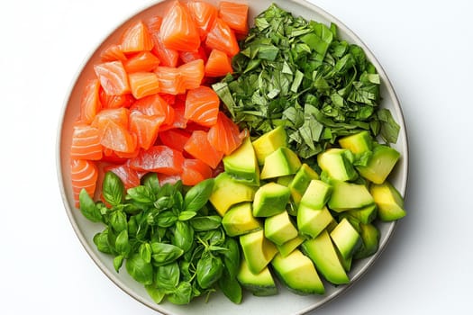 Various bruschetta toppings are meticulously arranged on a plate, featuring creamy textures and vibrant colors.