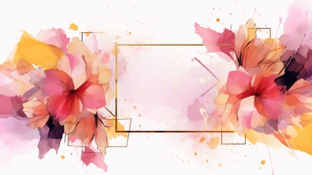 Watercolor abstract design for background of wedding or buzzy social media banner on white background generative AI