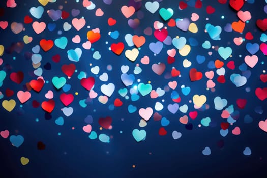 Heart shape colored blue bokeh background