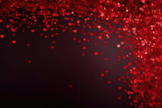 Bokeh Hearts shape on red background