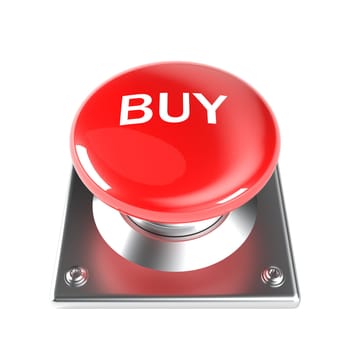 Red buy button on transparent background 3d