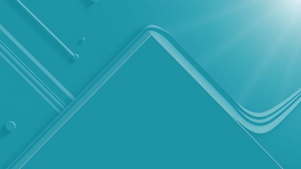 This image showcases a vibrant teal abstract background featuring a dynamic interplay of geometric shapes and lines. The design incorporates sleek, modern lines that intersect and curve, creating a sense of movement and depth. Subtle sunburst rays emanating from the upper right corner add a touch of luminosity and elegance. The overall aesthetic is clean, sophisticated, and versatile, making it perfect for a wide range of applications including website banners, presentations, marketing materials, and more. The image's high resolution ensures crisp detail and excellent scalability for various print and digital projects. The calming teal color palette lends itself to themes of technology, nature, and tranquility.