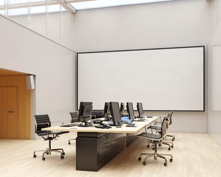 Modern office interior design concept. 3d rendering design