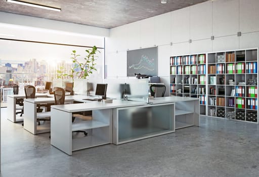 modern office interior, 3d rendering business concept design