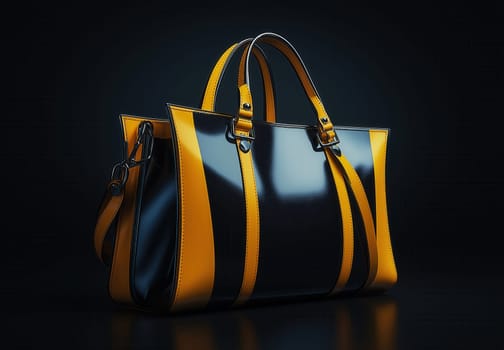 A woman's bag on a black background. Selective focus.
