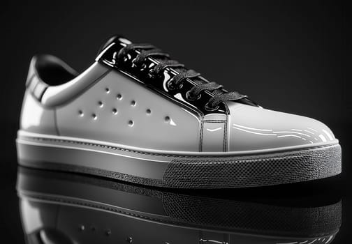 Men's sports shoes on a black background. Selective focus.
