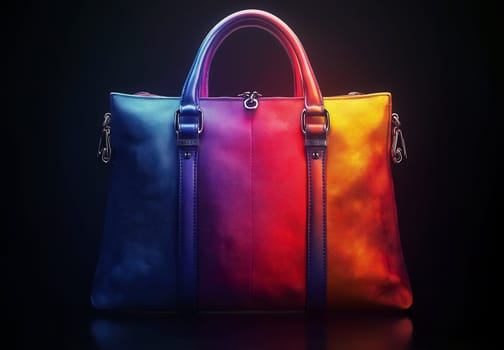 A woman's bag on a black background. Selective focus.