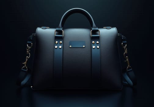 A woman's bag on a black background. Selective focus.