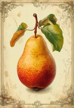 A colorful pear on a light creative background. Selective focus.