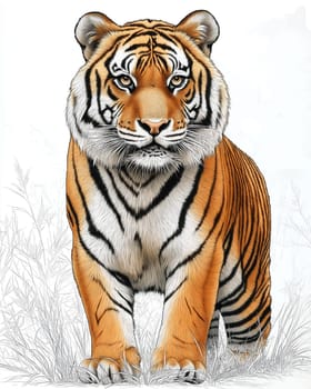 Graceful tiger on a white background. Selective focus.