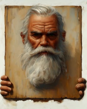 Gray-haired man holding blank form. Selective focus.