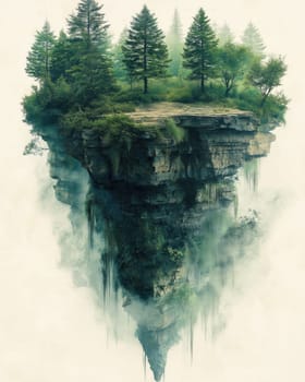 Creative nature landscape on white background, ecology concept. Selective focus.