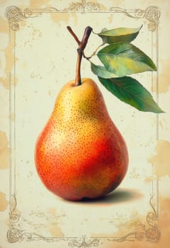 A colorful pear on a light creative background. Selective focus.