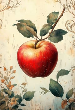 A colorful apple on a light creative background. Selective focus.