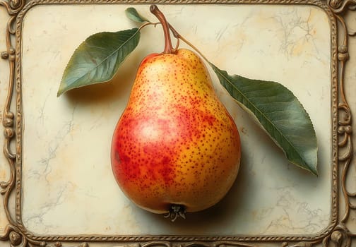 A colorful pear on a light creative background. Selective focus.