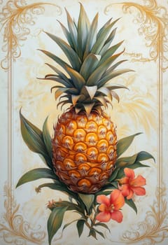 A colorful pineapple on a light creative background. Selective focus.