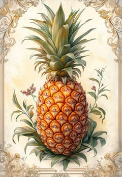 A colorful pineapple on a light creative background. Selective focus.
