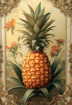 A colorful pineapple on a light creative background. Selective focus.