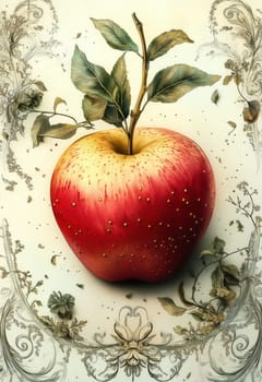 A colorful apple on a light creative background. Selective focus.
