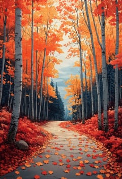 Path in a colorful autumn forest. Selective focus.