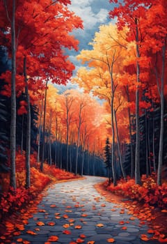 Path in a colorful autumn forest. Selective focus.