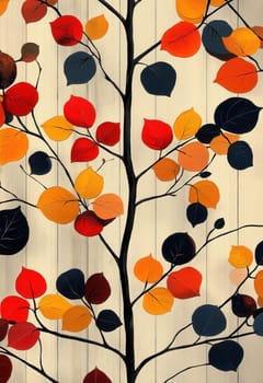 A branch with leaves on a light background. Selective focus.