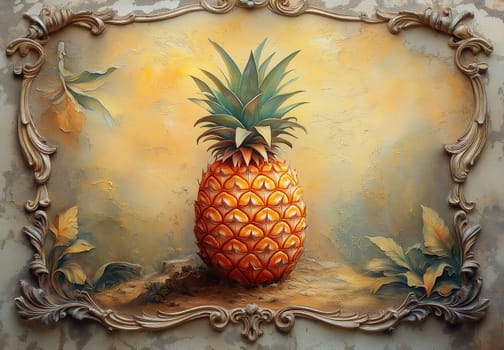 A colorful pineapple on a light creative background. Selective focus.