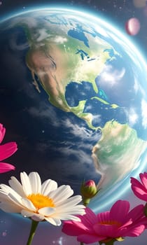 planet earth flowers space ecology. High quality illustration