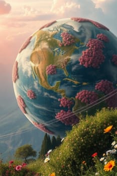 planet earth flowers space ecology. High quality illustration