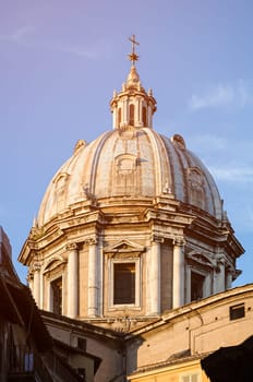 View of the Dome of Saint Andrew from the Valley at sunset, Rome