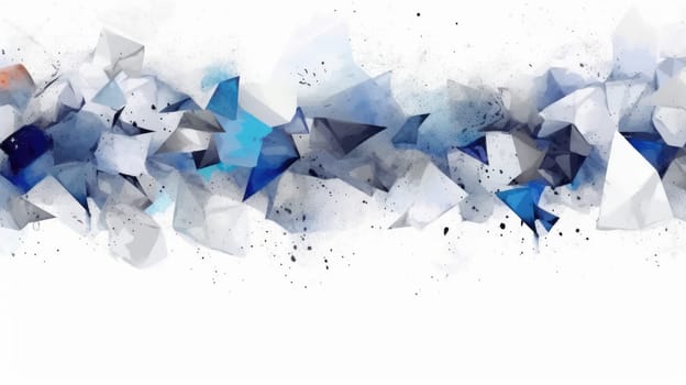 Abstract watercolor artwork mixed with buzzy geometric shapes for background of social media banner generative AI image