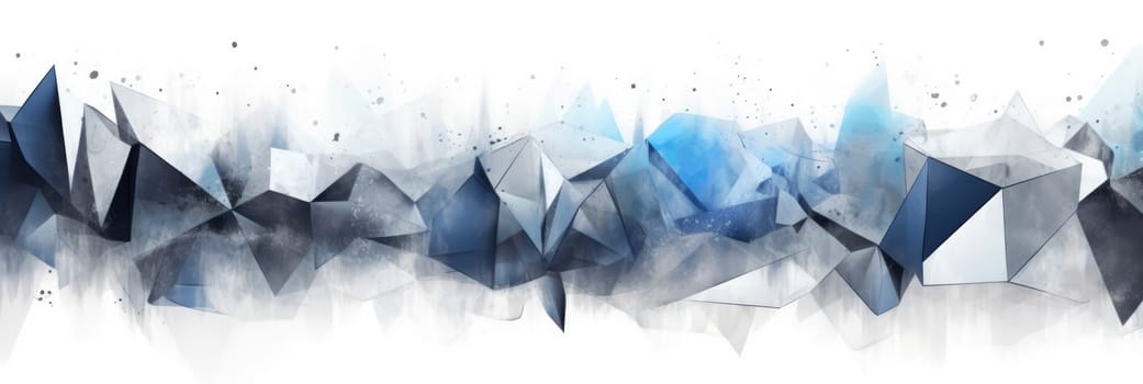 Abstract watercolor artwork mixed with buzzy geometric shapes for background of social media banner generative AI image