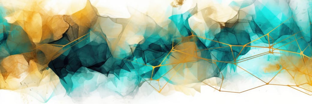 Abstract watercolor artwork mixed with buzzy geometric shapes for background of social media banner generative AI image