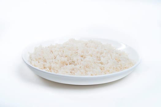 bowl of white delicious rice .Garnish. View from above. Chinese cuisine, hotpot ingredient